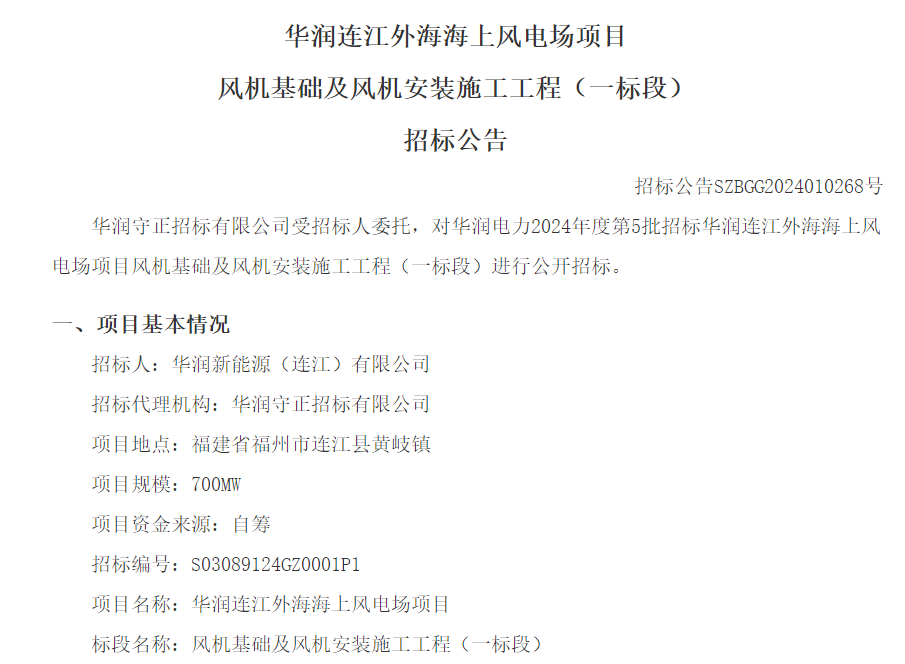 18MW批量化！700MW海上风电项目施工招标(图1)