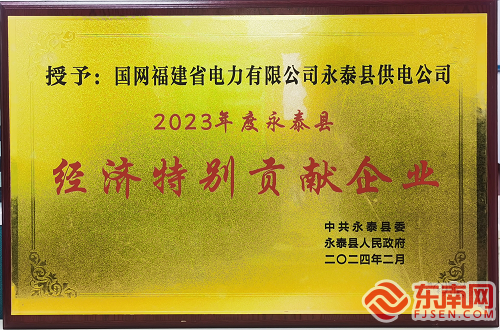 国网永泰县供电公司获“2023年度永泰县经济特别贡献企业”荣誉称号(图2)